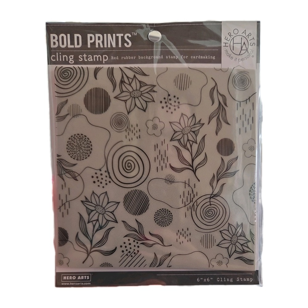Hero Arts Flowers and Swirls 6x6 Background Cling Rubber Stamp Bold Prints